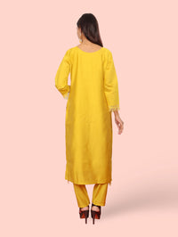 Yellow Embroidered Organza Suit-2
