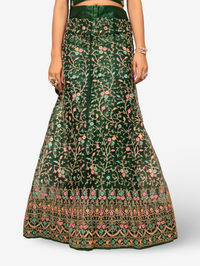 Semi-Stitched Lehenga with Embroidery & Zari Thread Work by Shreekama